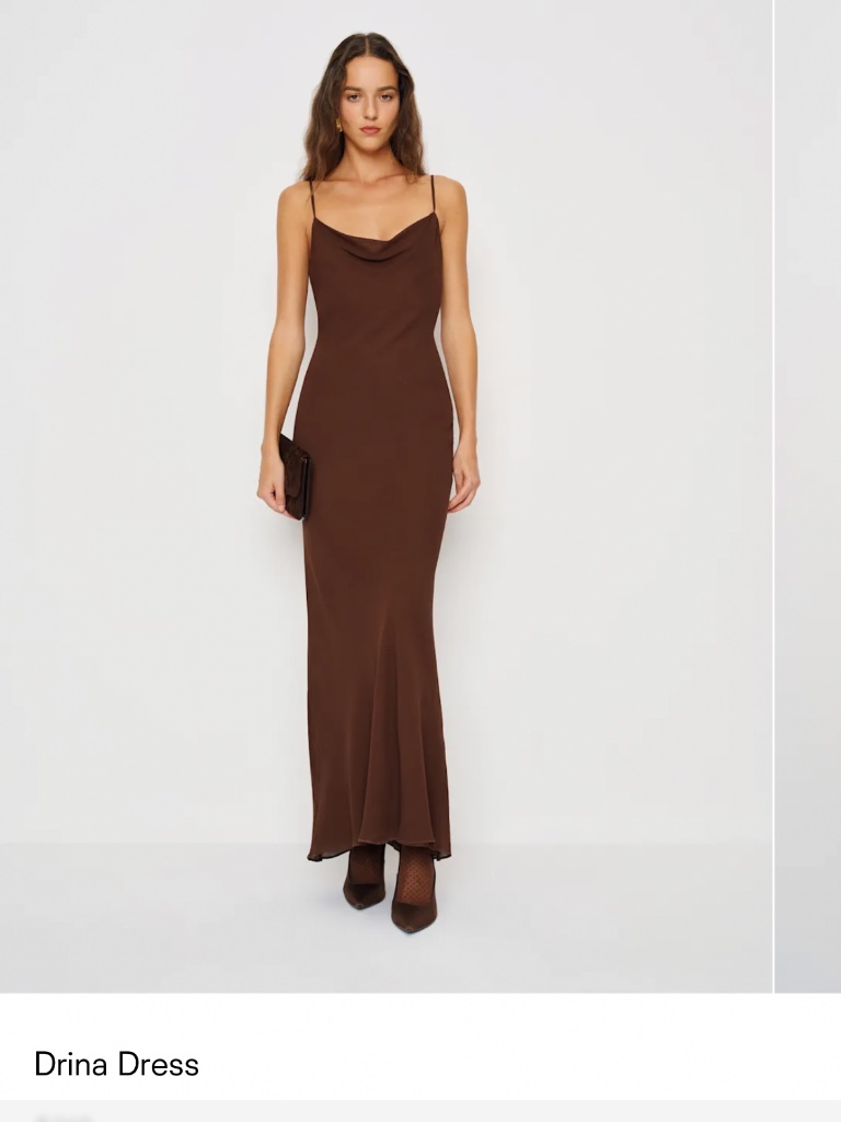 Reformation Drina Dress Brown - Size Xs